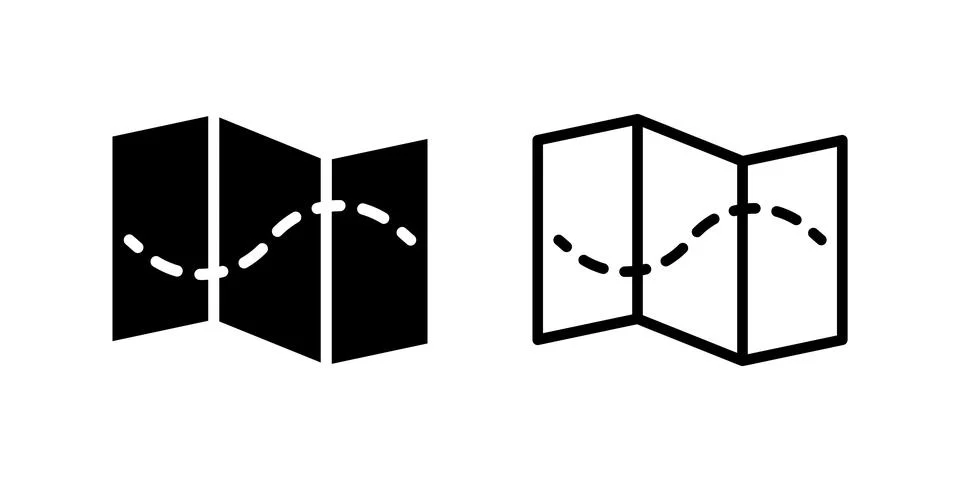 Vector folded map icon set, ideal for travel guides and navigation apps Stock Illustration