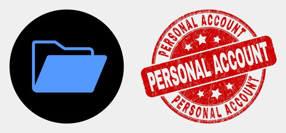 Vector Folder Icon and Scratched Personal Account Seal Stock Illustration