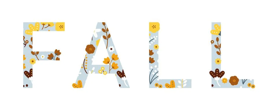 Vector Folklore Florals Fall inspirational inscription in light colors. Isolated Stock Illustration