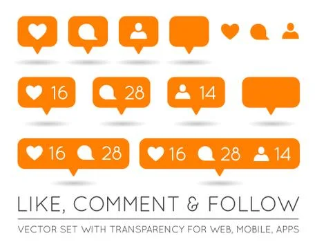 Vector Like, Follower, Comment Icon Set Stock Illustration