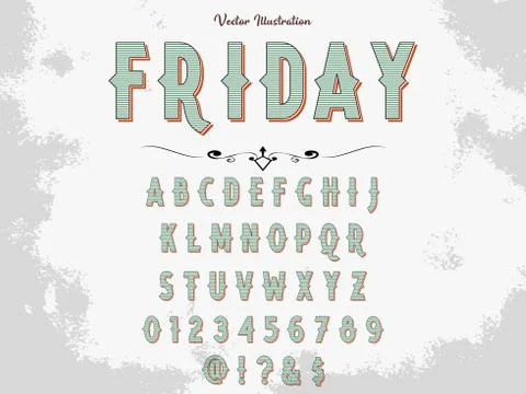 Vector Font. Script.Typeface.alphabet .Shadow Effect.Handcrafted handwritten  库存插图