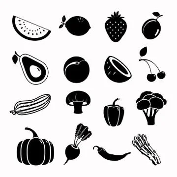 Vector food black icon set Stock Illustration
