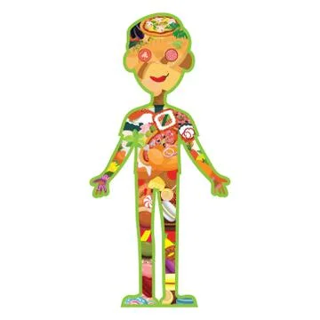 Vector food in the form of a human body. The idea for a restaurant infographi 스톡 일러스트