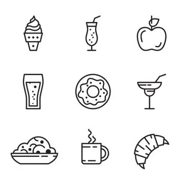 Vector Food Icons Set Stock Illustration