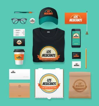 Vector food identity template design set. Branding MockUps. Packages Mock-up Stock Illustration