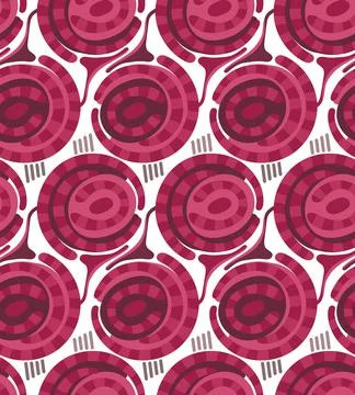 Vector food seamless pattern. Halves of stylized beets, top view. Design of Stock Illustration