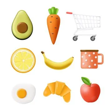 Vector food set meal and drink for lunch icon Stock Illustration
