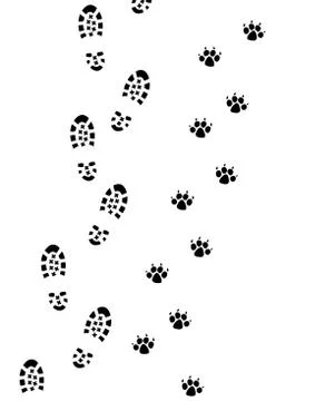Vector foot prints of man and dog Stock Illustration
