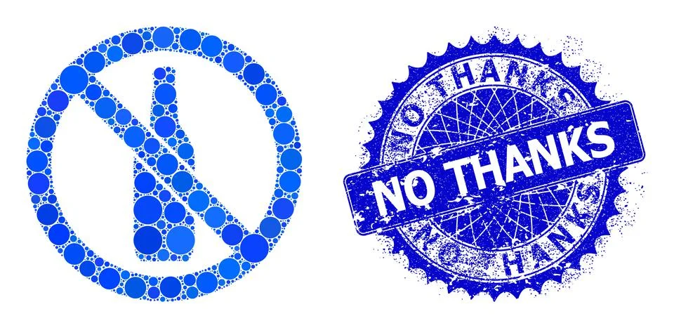 Vector Forbidden Beer Mosaic of Small Circles with Scratched No Thanks Stamp Stock Illustration