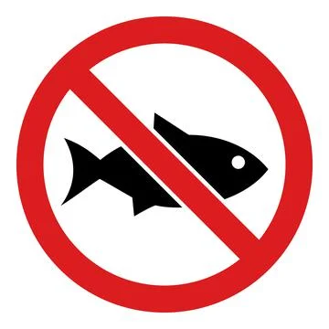 Vector Forbidden Fish Flat Icon Symbol Stock Illustration