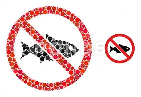 Vector Forbidden Fish Mosaic of Dots Stock Illustration