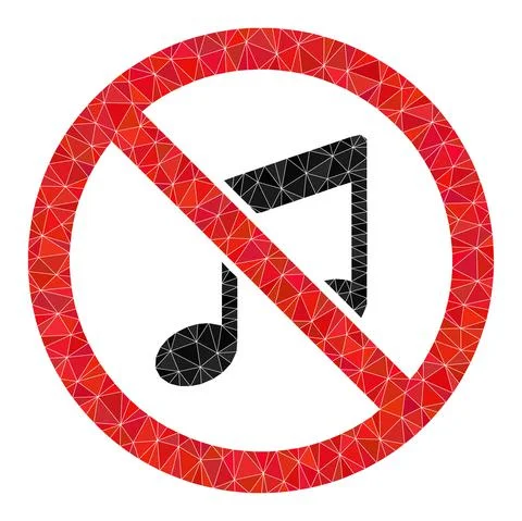 Vector Forbidden Music Polygonal Icon Stock Illustration