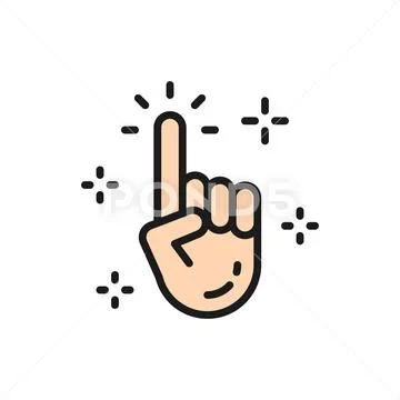 Vector forefinger, clean hand, cursor, click flat color line icon. Stock Illustration