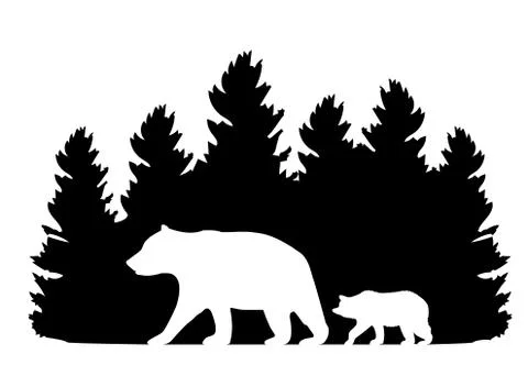 Vector forest with bears Stock Illustration