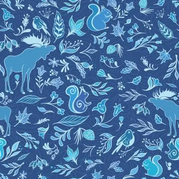 Vector Forest Christmas Pattern Illustrazione stock