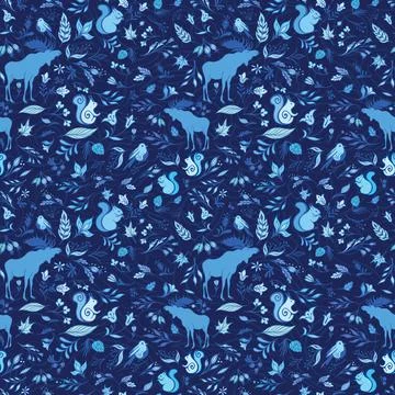 Vector Forest Christmas Pattern Illustrazione stock