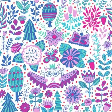 Vector forest design floral pattern illustration Illustrazione stock
