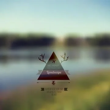 Vector forest landscape with triangle badge. outdoor. countryside nature with Stock Illustration