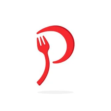 Vector Fork Logo Letter P Stock Illustration