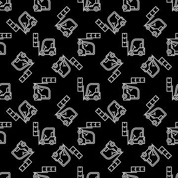 Vector Forklift concept minimal linear seamless pattern イラスト素材