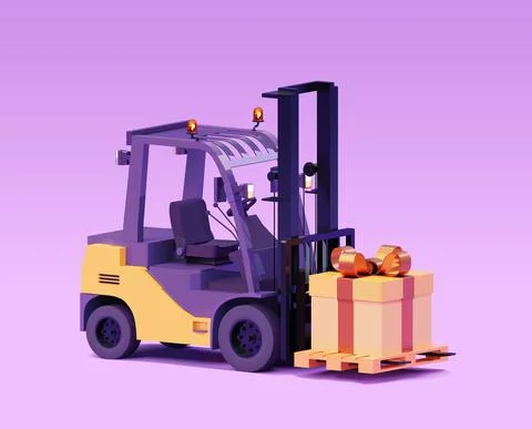 Vector forklift with gift box Stock Illustration