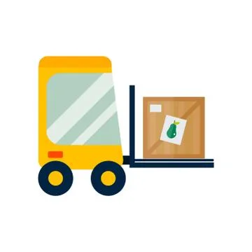Vector forklift loader with wooden box Illustrazione stock