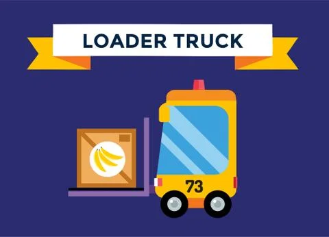 Vector forklift loader with wooden boxes Illustrazione stock