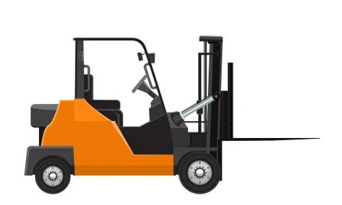 Vector Forklift mock up side view. Solid and flat color design. Stock Illustration