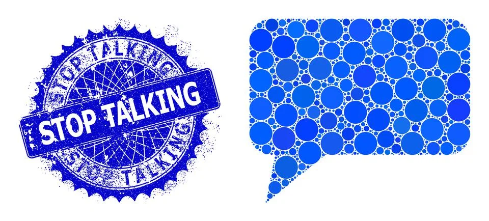 Vector Forum Message Collage of Small Circles with Grunge Stop Talking Stamp Stock Illustration