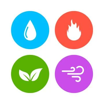 Vector four elements air water fire earth symbol logo. Nature abstract design Stock Illustration