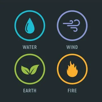Vector four elements air water fire earth symbol logo. Nature abstract design Stock Illustration