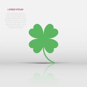 Vector four leaf clover icon in flat style. Clover sign illustration pictog.. Stock Illustration