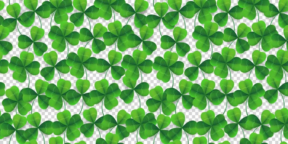 Vector four-leaf clover seamless pattern background. Lucky fower-leafed green Stock Illustration