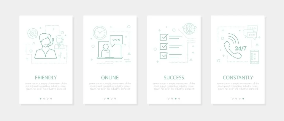 Vector four online support vertical mobile banners Stock Illustration