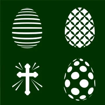 Vector four plotter cutting templates. Happy Easter egg patterns and Cross Stockillustratie