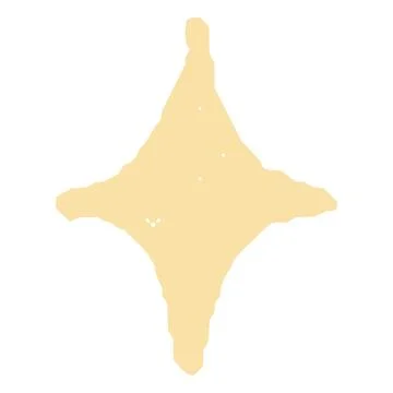 Vector four-pointed star, pastel yellow color with jagged edges and textured Stock Illustration