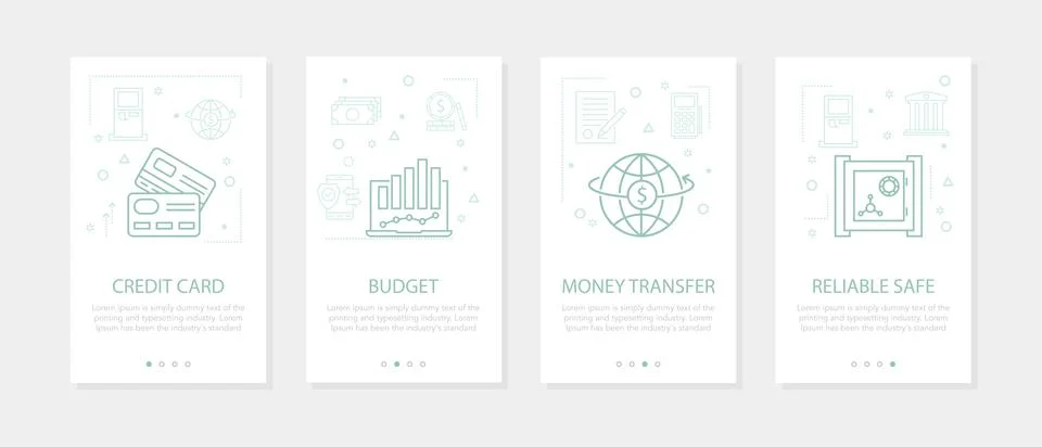 Vector four vertical banners - banking and financial - credit cards Stock Illustration
