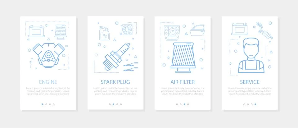Vector four vertical mobile banners for auto service - 01 Stock Illustration