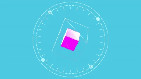Vector foursquare shape with a cube inside the dial. Alpha matte Video stock 33984979