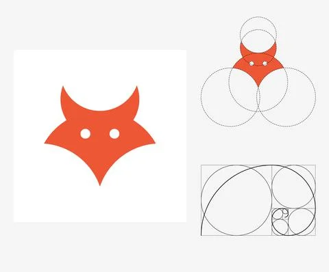 Vector fox in golden ratio style. Editable illustration Illustrazione stock
