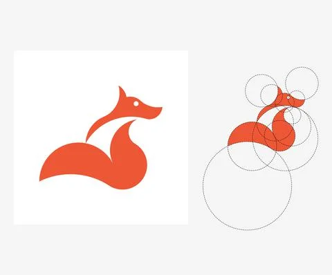 Vector fox in golden ratio style. Editable illustration Stock Illustration