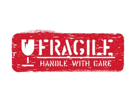 Vector fragile imprint, Handle with care cargo box sign for logistics isolated Illustrazione stock