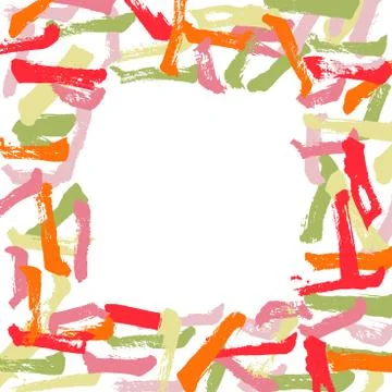 Vector frame with  abstract brush color strokes on white background. Stock Illustration