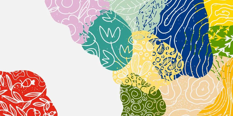 Vector frame with abstract texture spots, organic shapes, collage, patchwork. 스톡 일러스트