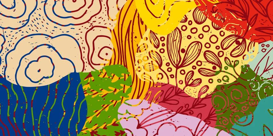 Vector frame with abstract texture spots, organic shapes, collage, patchwork. 스톡 일러스트