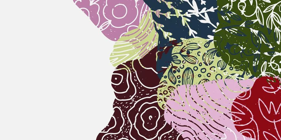 Vector frame with abstract texture spots, organic shapes, collage, patchwork. 스톡 일러스트