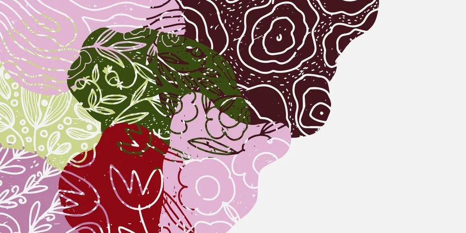 Vector frame with abstract texture spots, organic shapes, collage, patchwork. イラスト素材