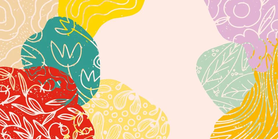 Vector frame with abstract texture spots, organic shapes, collage, patchwork. Stock Illustration