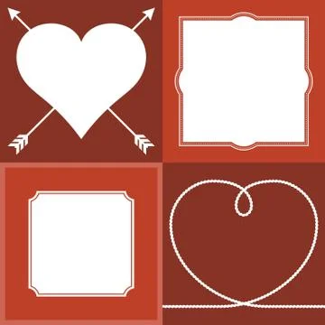 Vector frame and border, valentine theme, flat design, no gradient Ilustración de archivo