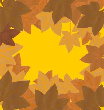 Vector frame with autumn leaves red orange yellow Stock Illustration